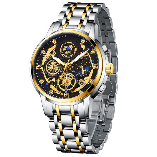 Men's Stainless Steel Multifunction Quartz Watch