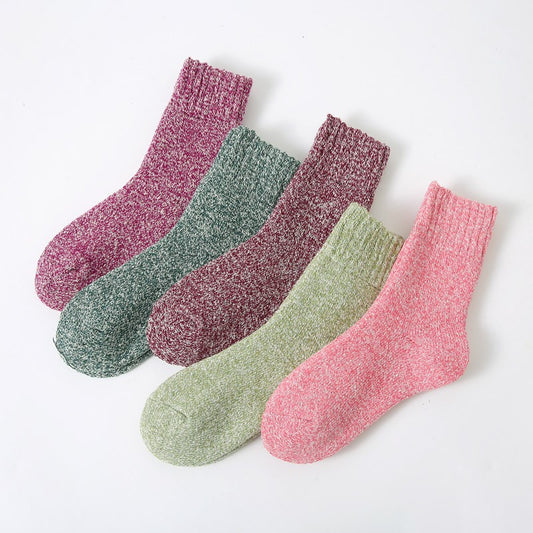 Buy Thick Warm Terry Socks In A Retro Color Palette For Women