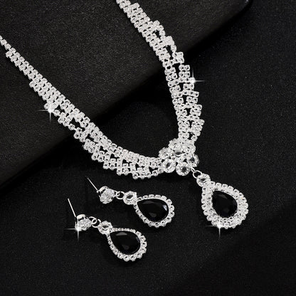 Buy Chic Diamond Teardrop Flower Necklace Set for Elegant Women