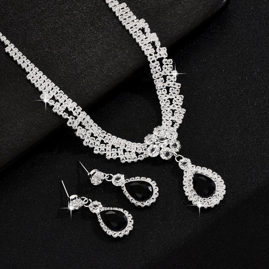 Buy Chic Diamond Teardrop Flower Necklace Set for Elegant Women