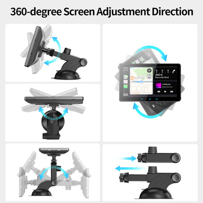 Portable 7 Inch Wireless CarPlay Screen with Suction Mount