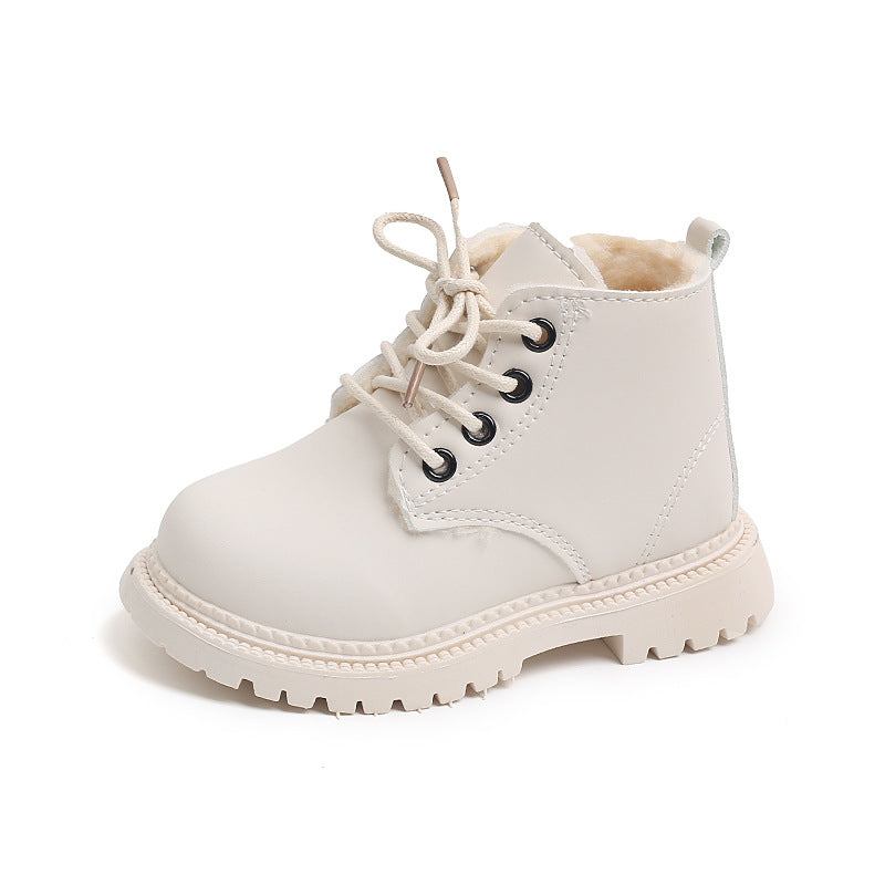 Big Cotton Boys' Martin Boots with Side Zipper Winter Warm