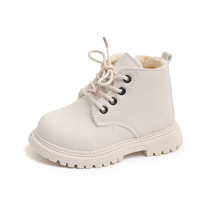Big Cotton Boys' Martin Boots with Side Zipper Winter Warm