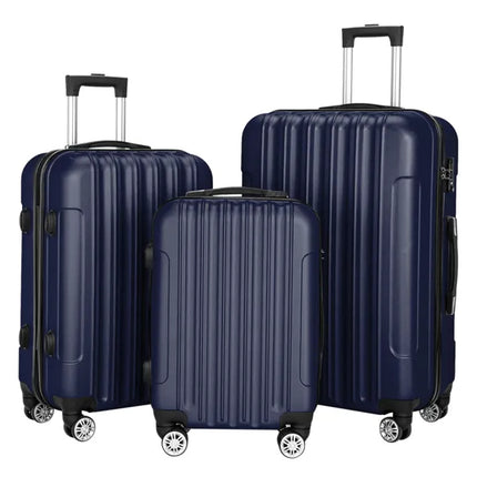 3-in-1 Navy Blue Luggage Set Large Capacity Travel Suitcase