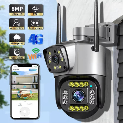Dual Lens Home Camera with Two-Way Voice Intercom for Security