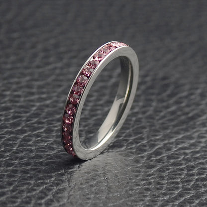 December Birthstone Titanium Steel Women's Ring with Diamond Accents