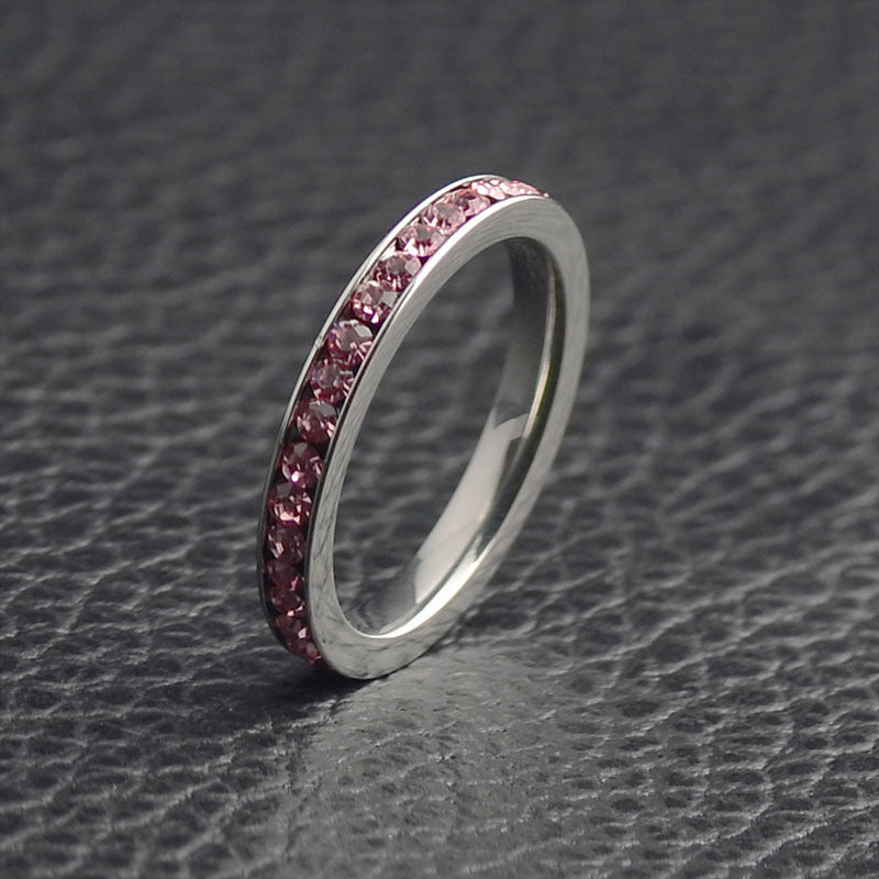 December Birthstone Titanium Steel Women's Ring with Diamond Accents