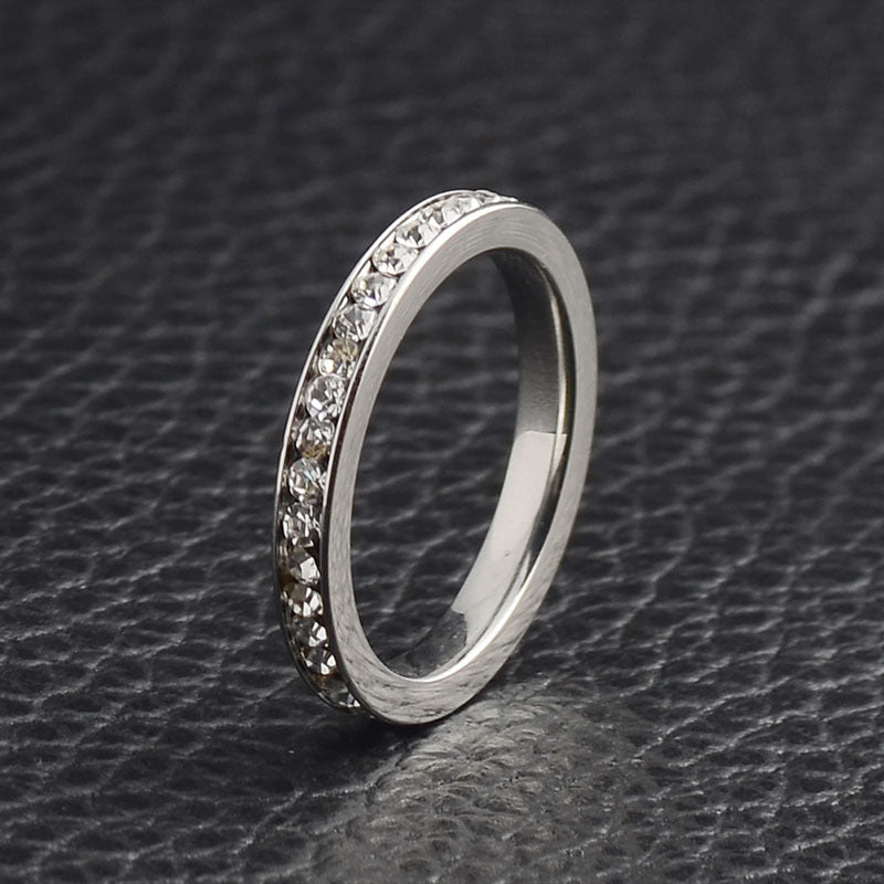 December Birthstone Titanium Steel Women's Ring with Diamond Accents