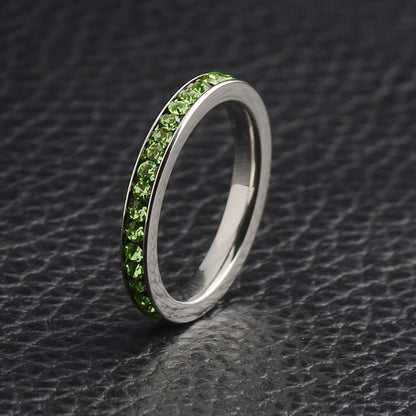 December Birthstone Titanium Steel Women's Ring with Diamond Accents