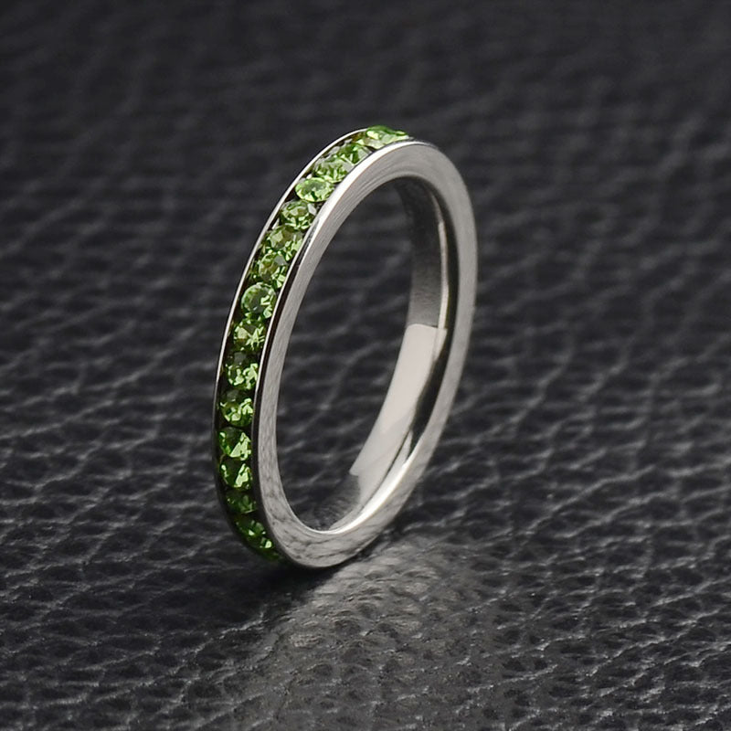 December Birthstone Titanium Steel Women's Ring with Diamond Accents