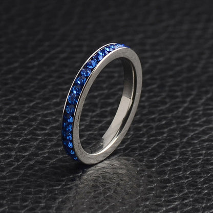 December Birthstone Titanium Steel Women's Ring with Diamond Accents