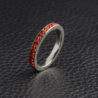 December Birthstone Titanium Steel Women's Ring with Diamond Accents