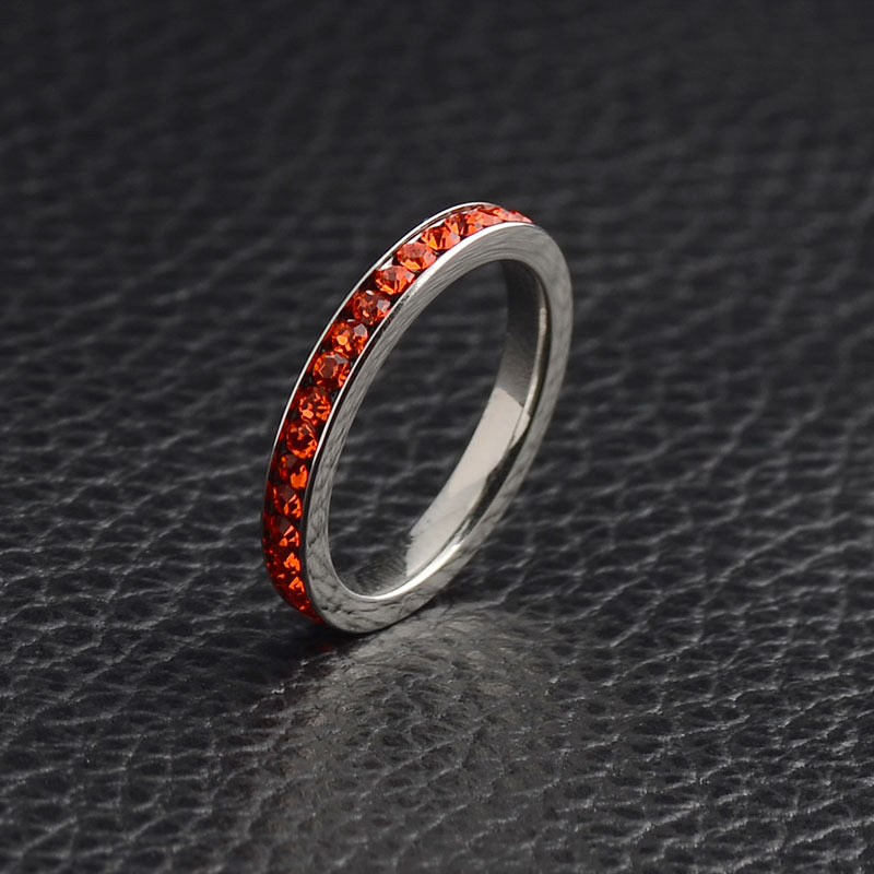 December Birthstone Titanium Steel Women's Ring with Diamond Accents