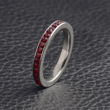 December Birthstone Titanium Steel Women's Ring with Diamond Accents