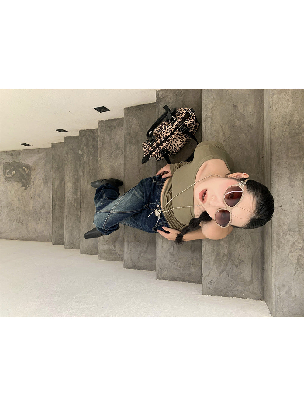 Deconstructed Flared Low-Waist Jeans