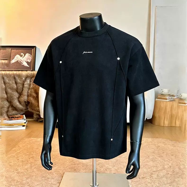 Deconstructed Rivet Short Sleeve T-Shirt for Men