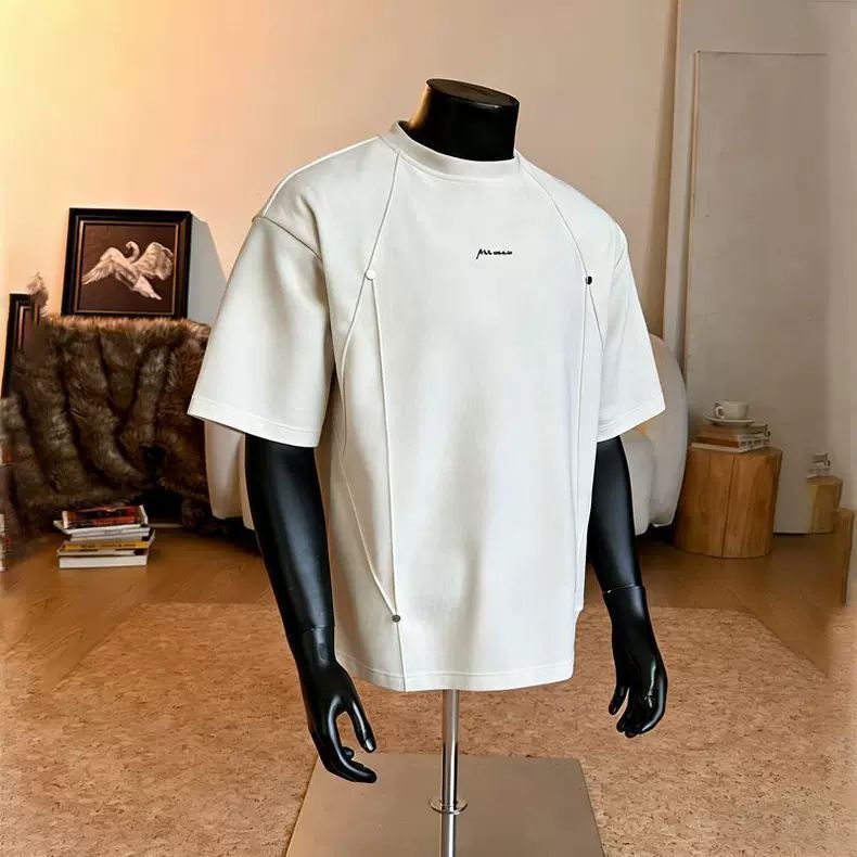 Deconstructed Rivet Short Sleeve T-Shirt for Men