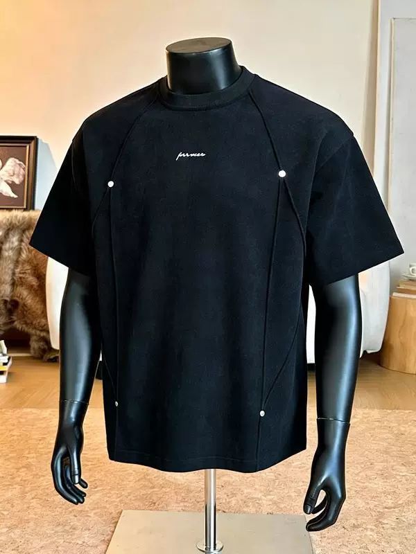 Deconstructed Rivet Short Sleeve T-Shirt for Men