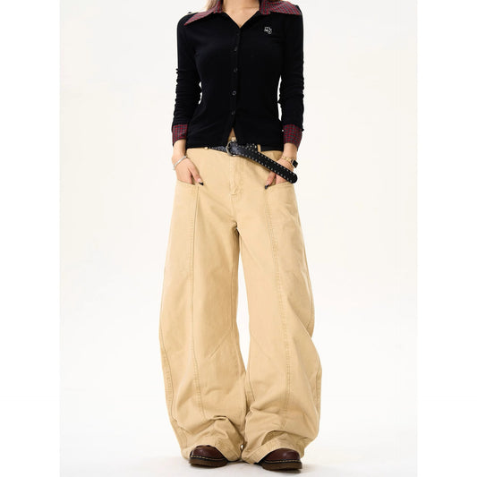 Deconstructed Wide-Leg Cotton Casual Pants