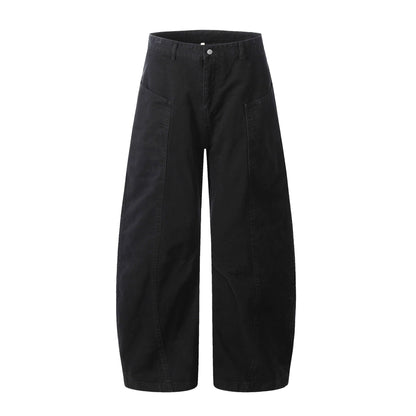 Deconstructed Wide-Leg Cotton Casual Pants