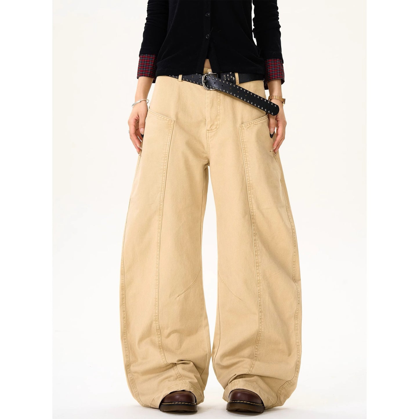 Deconstructed Wide-Leg Cotton Casual Pants