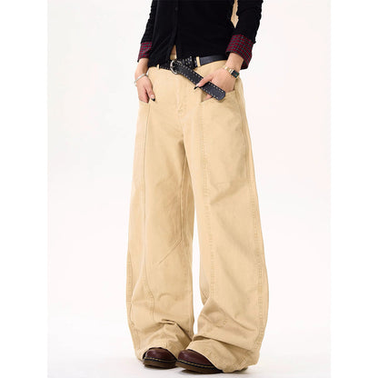 Deconstructed Wide-Leg Cotton Casual Pants