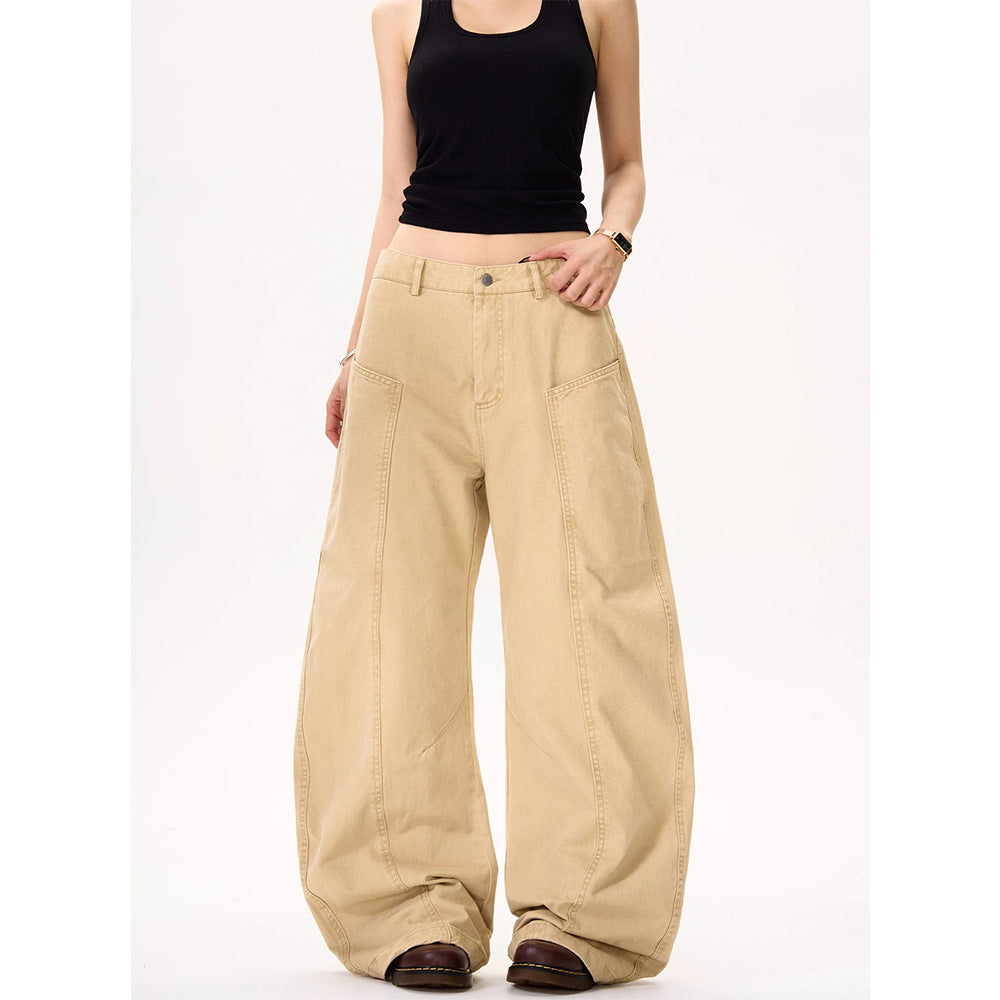 Deconstructed Wide-Leg Cotton Casual Pants