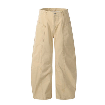 Deconstructed Wide-Leg Cotton Casual Pants