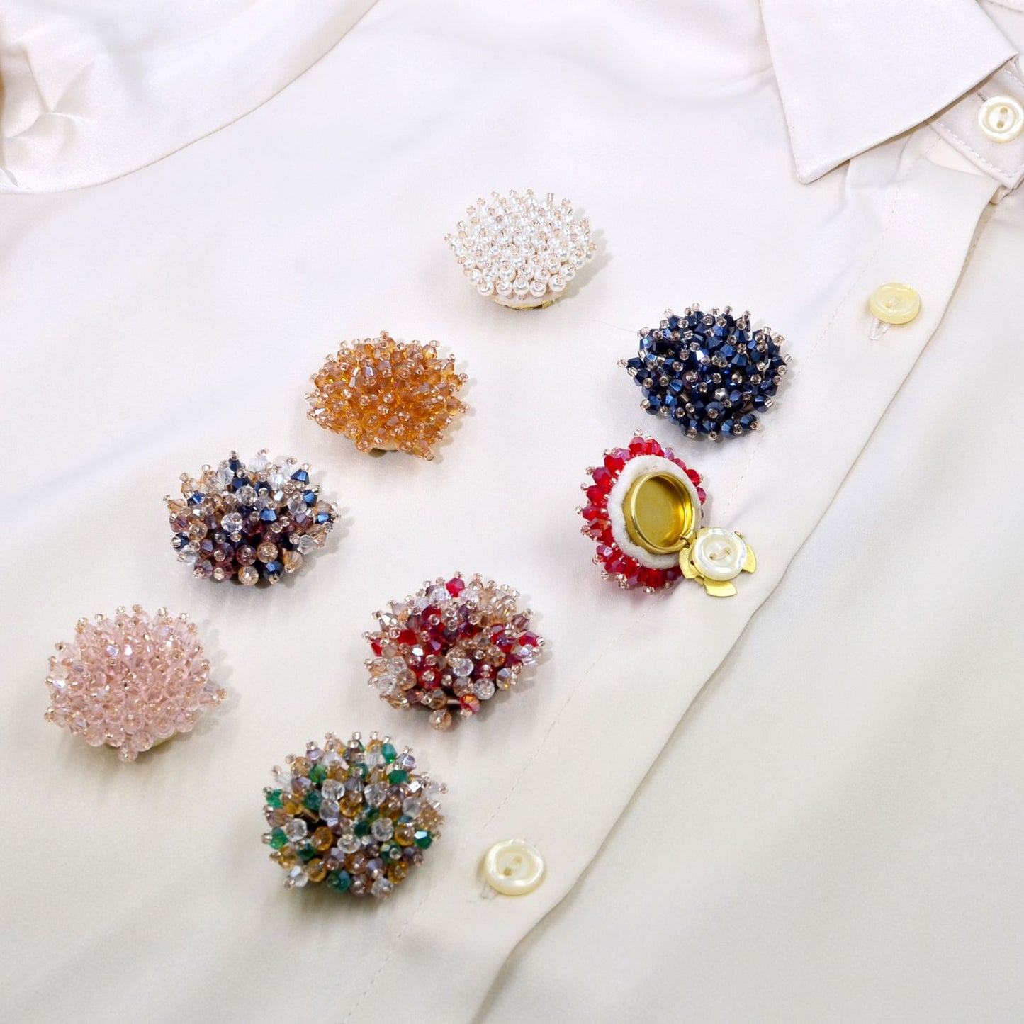 Decorative Button Covers with Crystal Accents