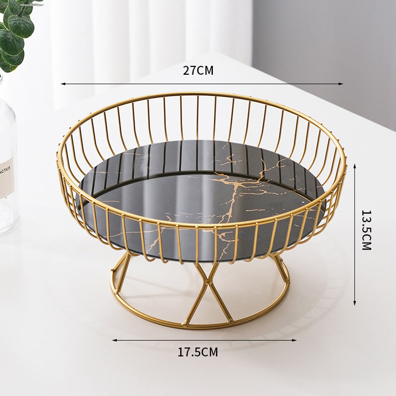 Decorative Glass Fruit Serving Plate with Metal Stand