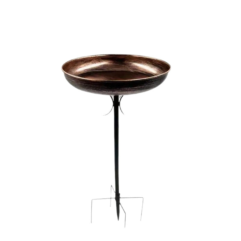 Decorative Iron Bird Bath Feeder with Ground Stake