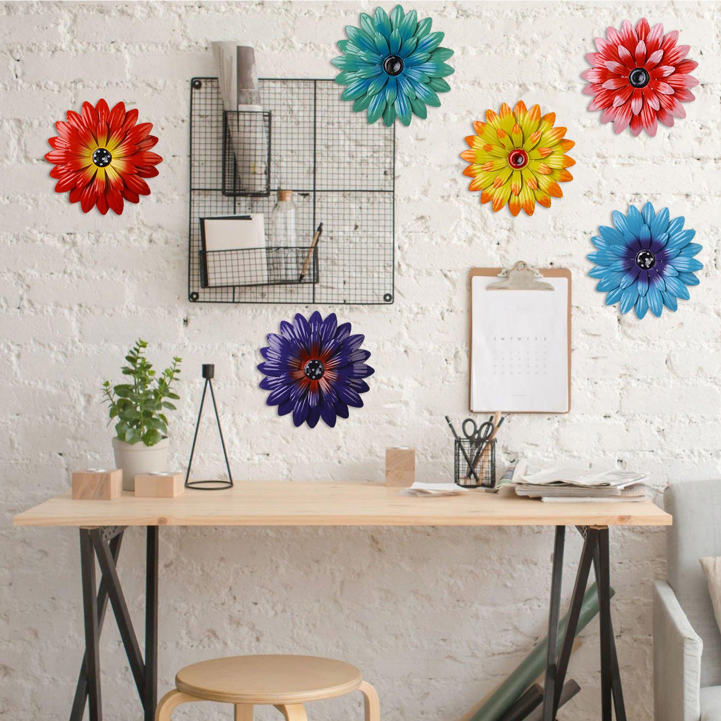 Decorative Iron Flower Fence Wall Art Set