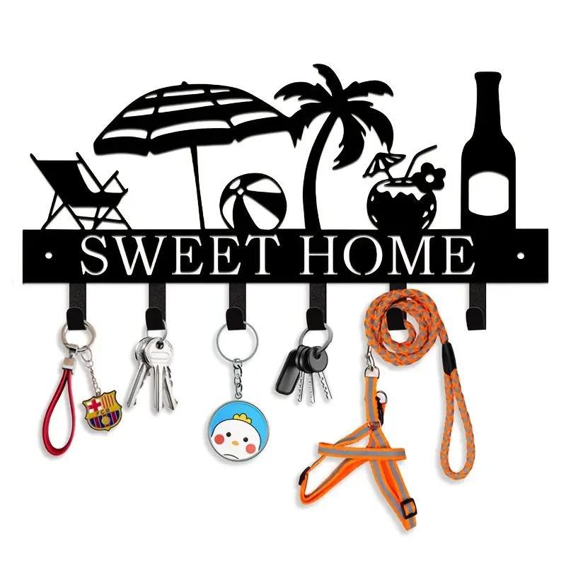 Decorative Iron Multi Hook Wall Rack