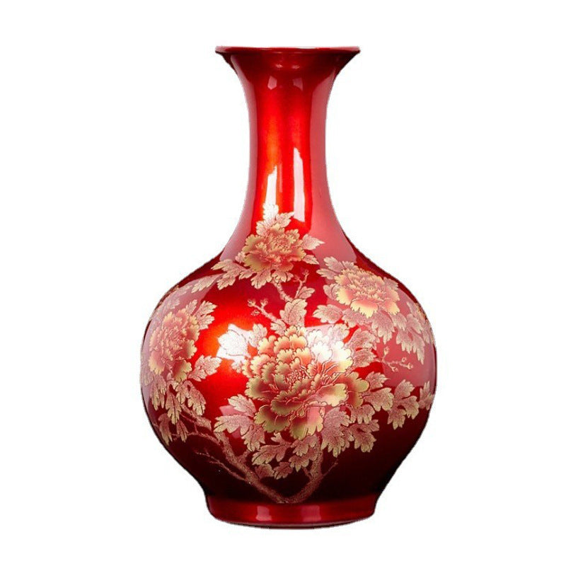 Decorative Red Porcelain Vase for Wedding Home Decor