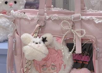 Decorative Transparent Tote Bag with Charm Accessories
