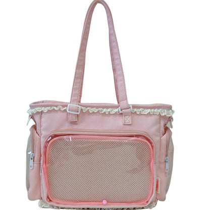 Decorative Transparent Tote Bag with Charm Accessories