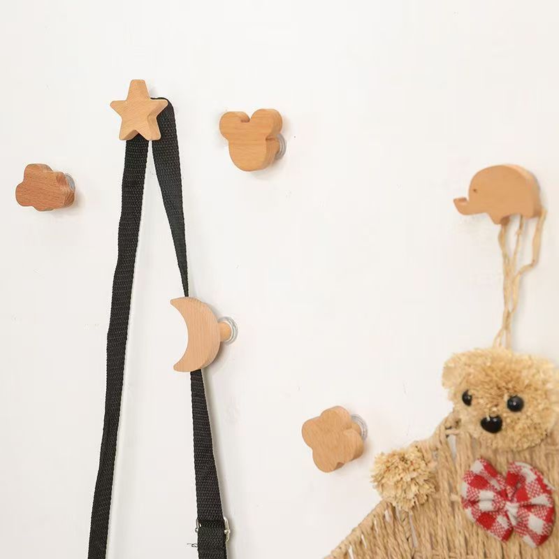 Decorative Wooden Adhesive Wall Hooks