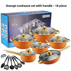 18pcs Gold Orange Non-Stick A Tableware