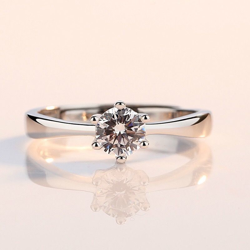 Deep as the Sea Six-claw Inlaid Zircon Ring Women's Fashion Opening Adjustable Couple Ring