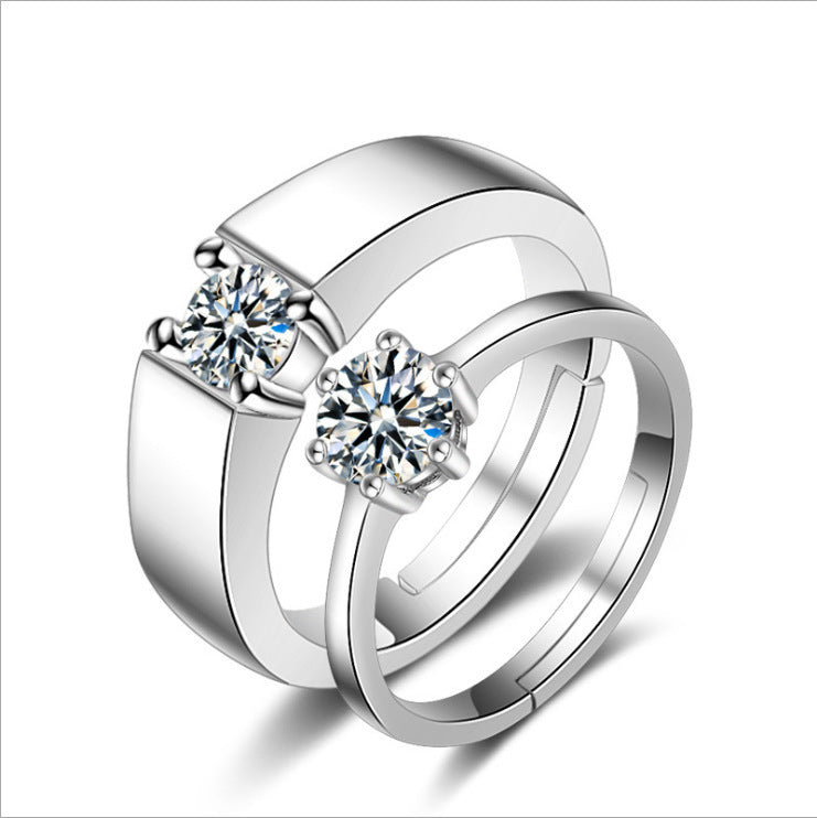 Deep as the Sea Six-claw Inlaid Zircon Ring Women's Fashion Opening Adjustable Couple Ring