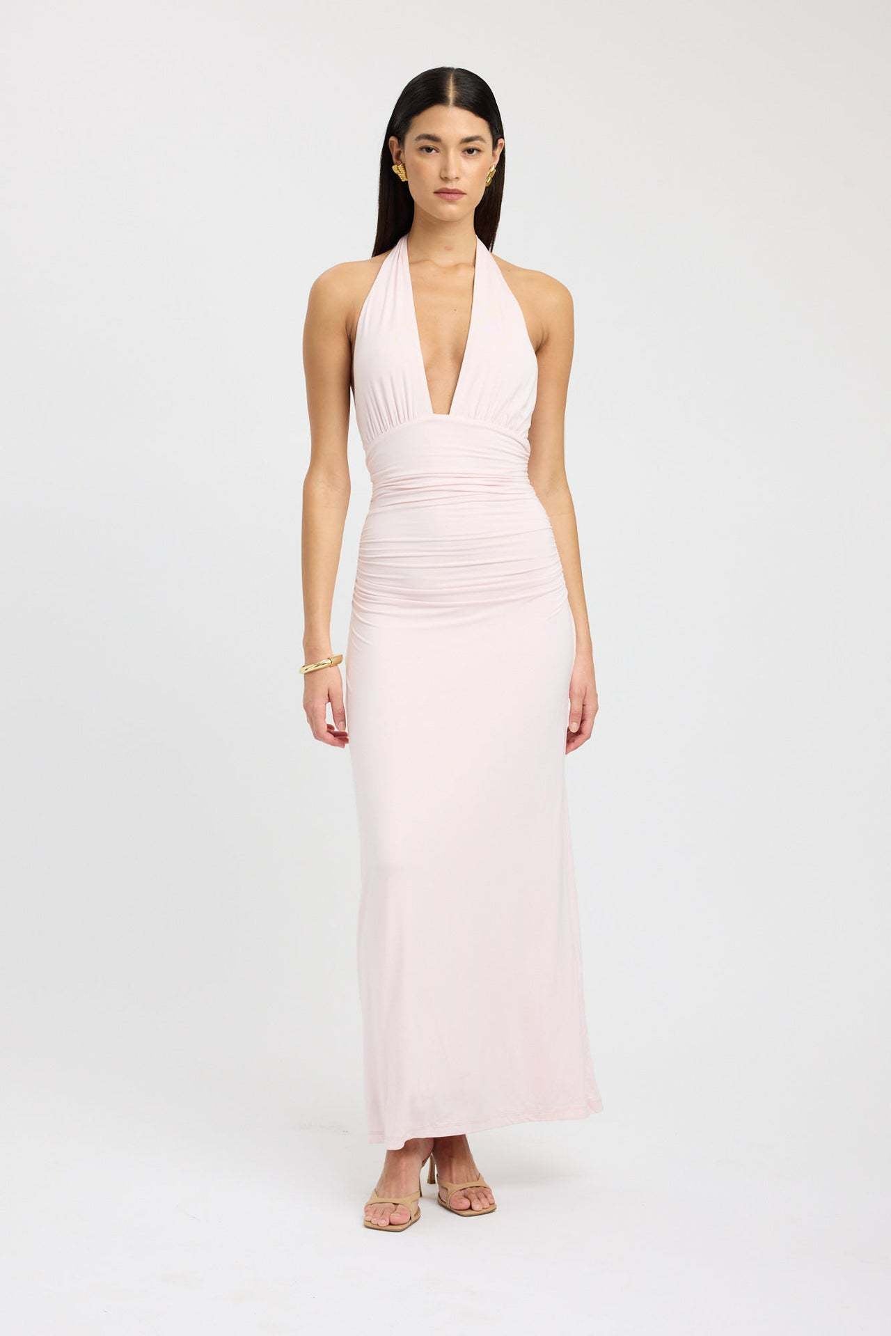 Deep V Neck Backless Slim Fit Halter Dress