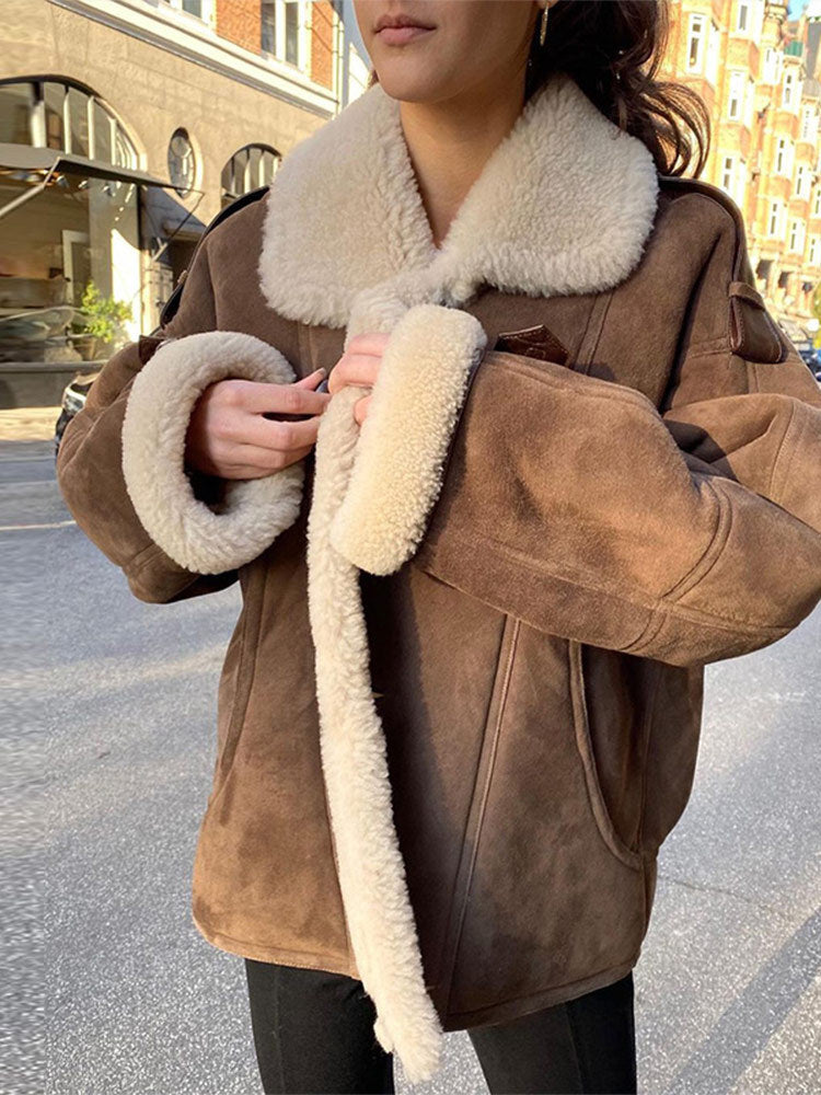 Deerskin Velvet Fur Coat with Lamb Wool