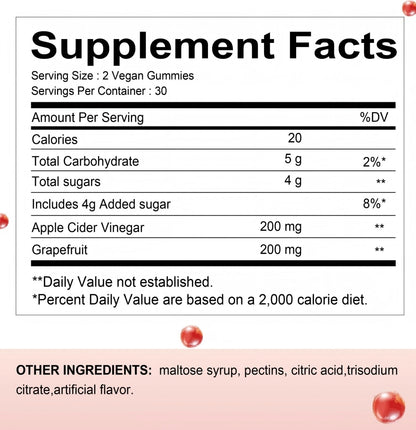 Grapefruit Cider Vinegar Gummies for Digestion and Vitality