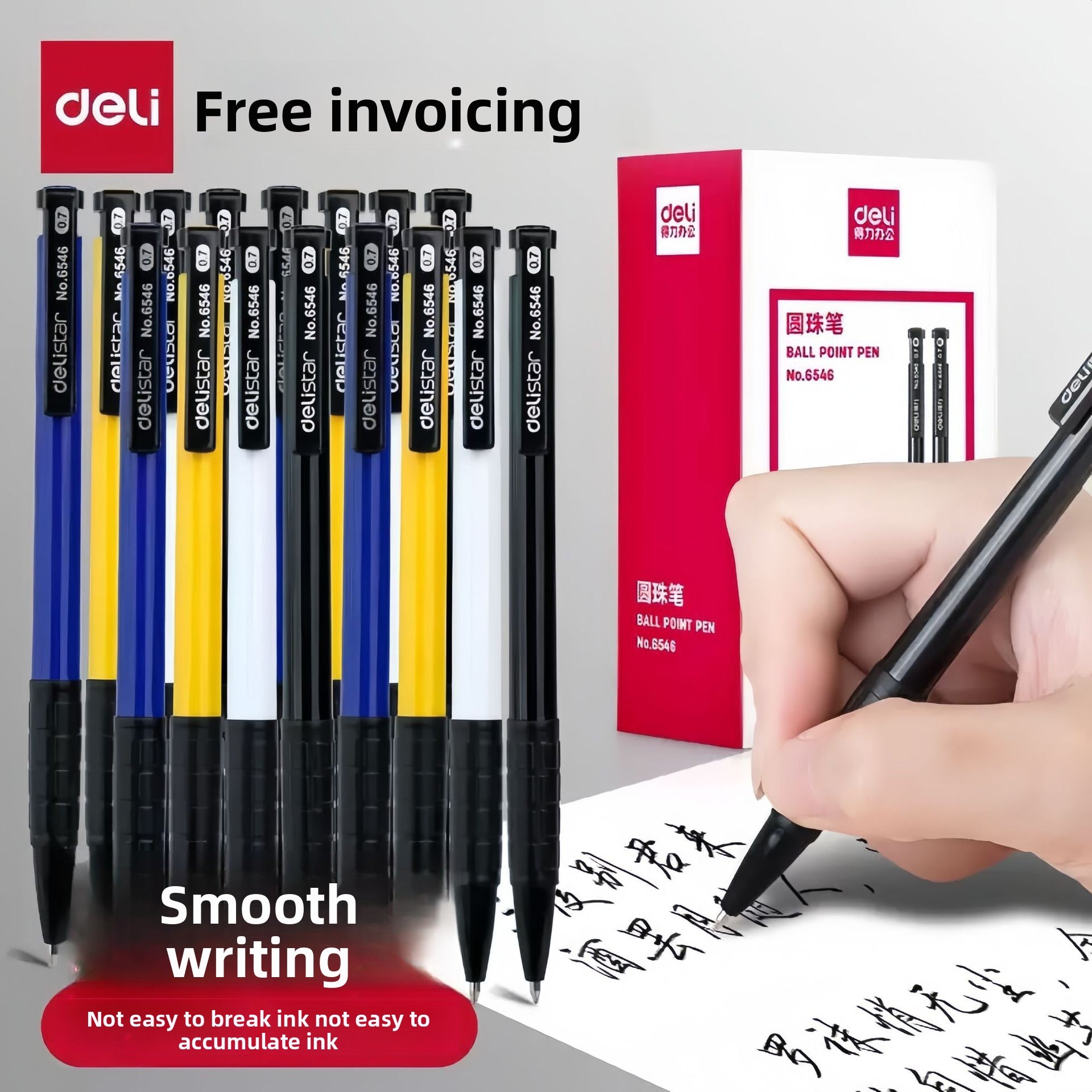 Deli Ballpoint Pen Model 6546, Bullet Tip, 0.7 mm