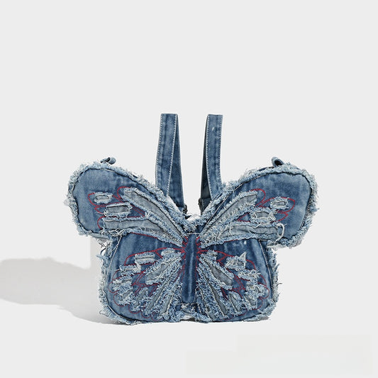Denim Bow Shoulder Bag