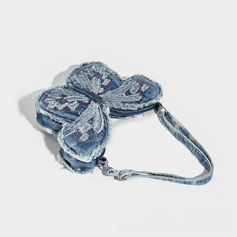 Denim Bow Shoulder Bag