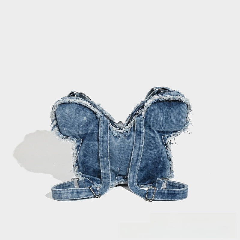 Denim Bow Shoulder Bag