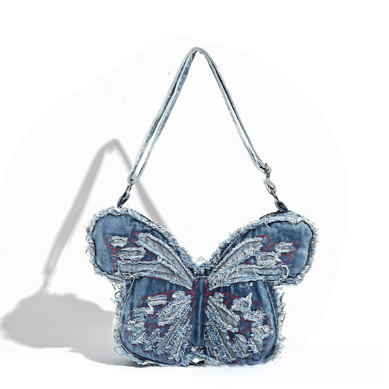 Denim Bow Shoulder Bag