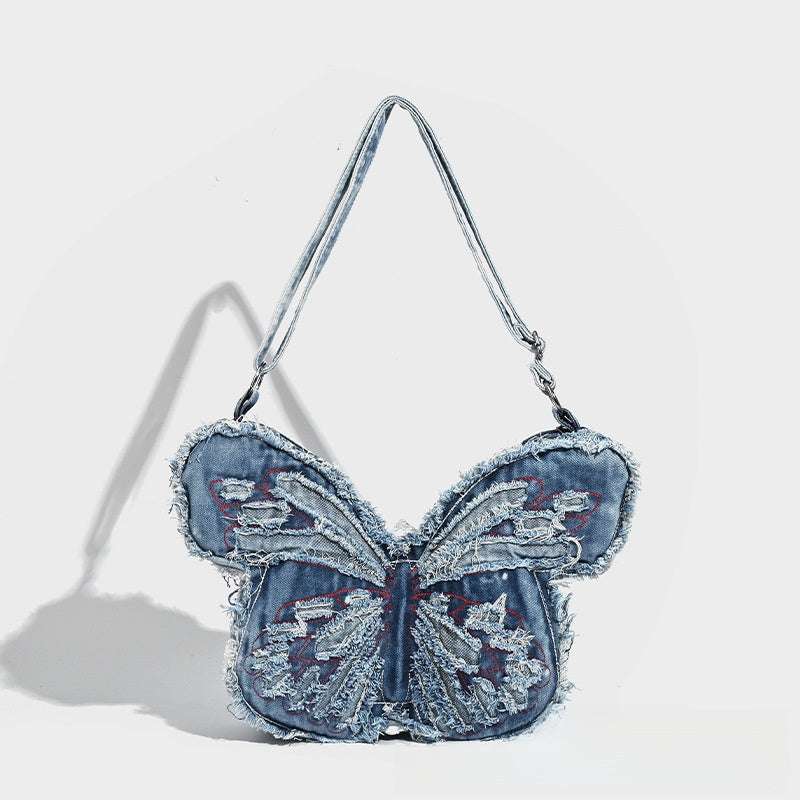 Denim Bow Shoulder Bag
