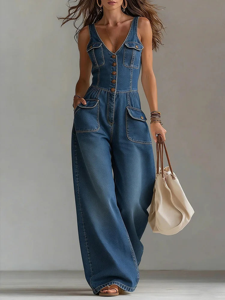 Denim Jumpsuit Sleeveless Overalls